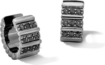 Zales 1/4 CT. T.w. Black Diamond Huggie Hoop Earrings in Grey Ion-Plated Sterling Silver (