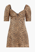 Thumbnail for your product : Alice + Olivia Dana Lace-up Leopard-print Burnout Satin Mini Dress