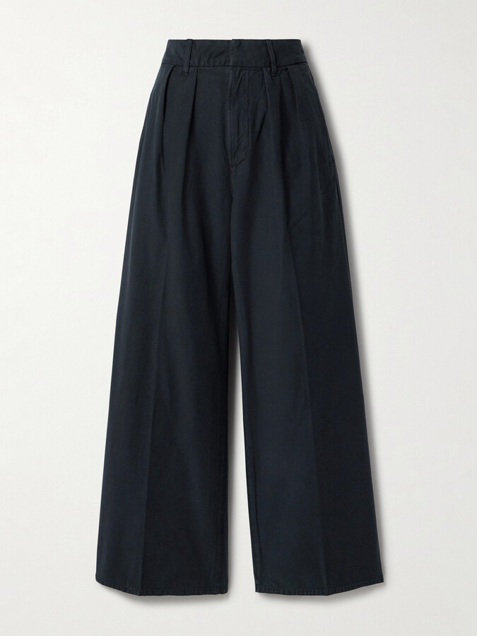 Citizens of Humanity - Petra Pleated Cotton Wide-leg Pants - Blue