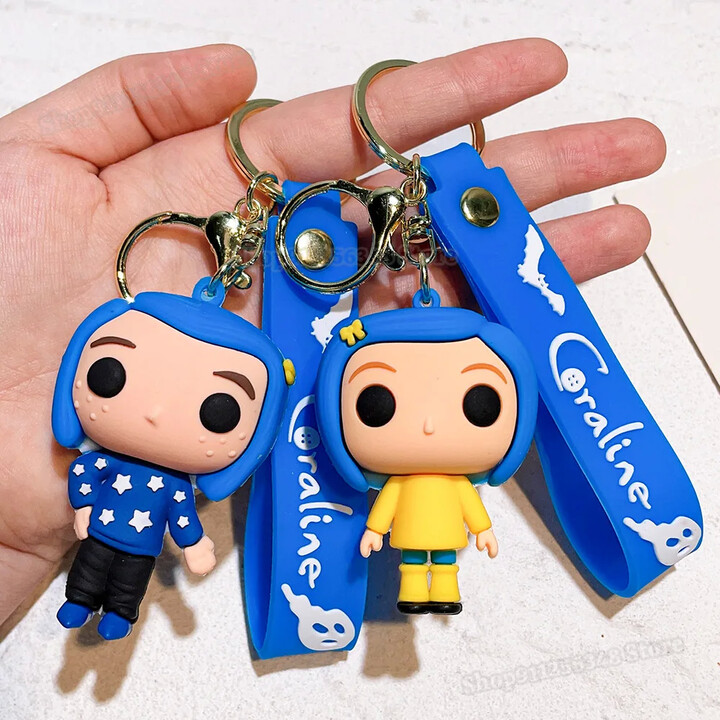 Disney Coraline & The Secret Door Anime Figure Keychains Cute Doll Pendant Keyrings Fashion Backpack Car Key Chain Ring Charms