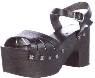 Chanel Stud-Embellished Platform Sandals