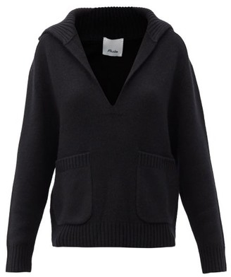 Allude Collared V-neck Cashmere Sweater - Black