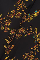 Thumbnail for your product : Sandro Joan Lace-paneled Floral-print Crepe De Chine Shirt