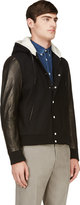 Thumbnail for your product : Band Of Outsiders Black Wool & Leather Hooded Jacket