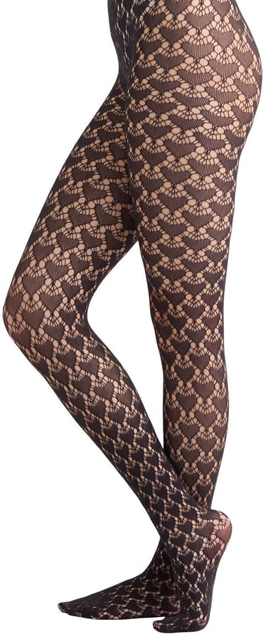 Joyspun Heart Fishnet Tights for Women, Small-3XL, 1-Pack