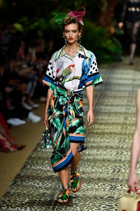 Dolce & Gabbana Printed stretch-silk wrap skirt