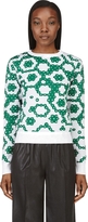 Thumbnail for your product : J.W.Anderson Green & White Intarsia Sparkle Crewneck