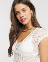 Thumbnail for your product : Fashion Union deep plunge top in sheer lace