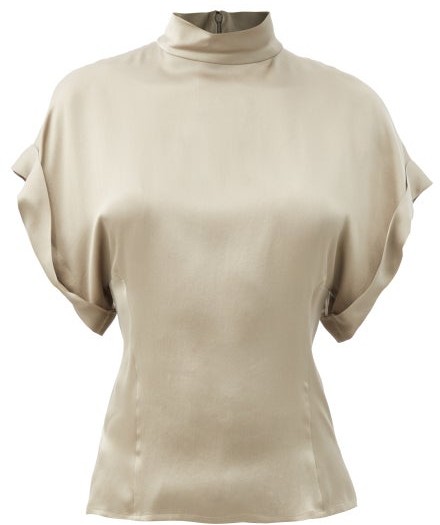 high neck silk top