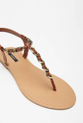Forever 21 Chained Faux Leather T-Strap Sandals