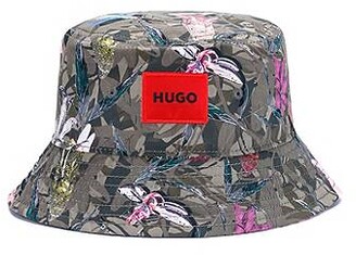 HUGO BOSS Bucket hat in twill with crane print - ShopStyle