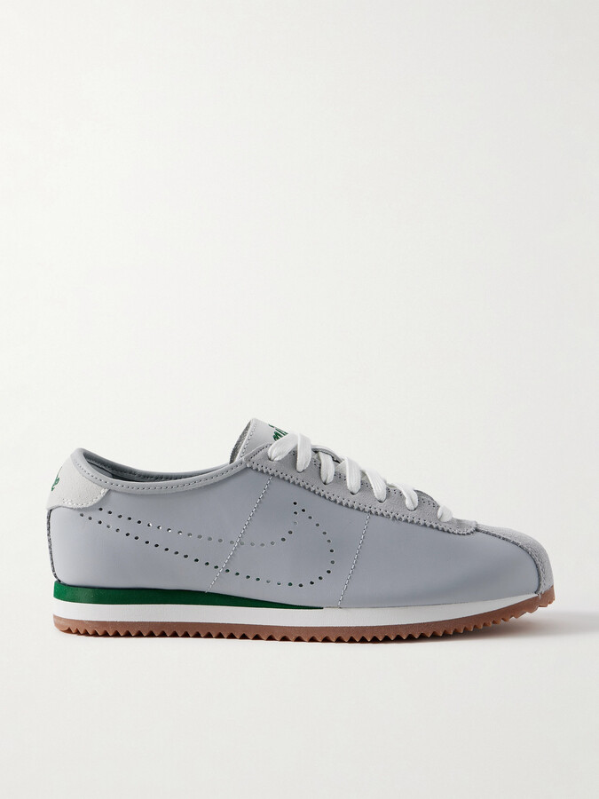 Nike Cortez Decon Suede-trimmed Perforated Leather Sneakers - Gray