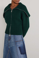 Thumbnail for your product : Alexander McQueen Ribbed Wool And Cashmere-blend Jacket - Green