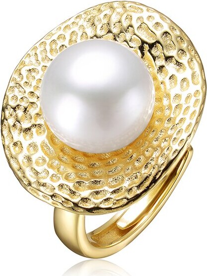 Genevive 14K Over Silver Pearl Ring