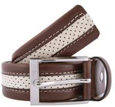 Romeo Gigli Y372/35 Cafi Tan/ivory Leather/suede Adjustable Belt.