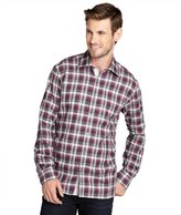 Thumbnail for your product : Hickey Freeman purple plaid cotton spread collar buton-front shirt