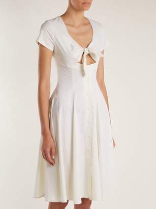 STAUD Alice Knotted Front Cotton Poplin Dress - Womens - Ivory