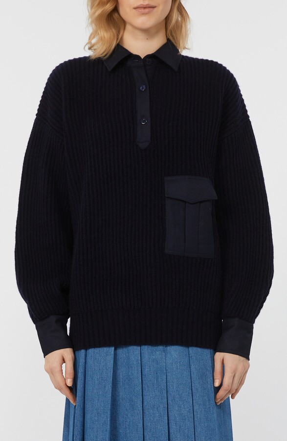 Vanda Virgin Wool & Cashmere Rib Polo Sweater