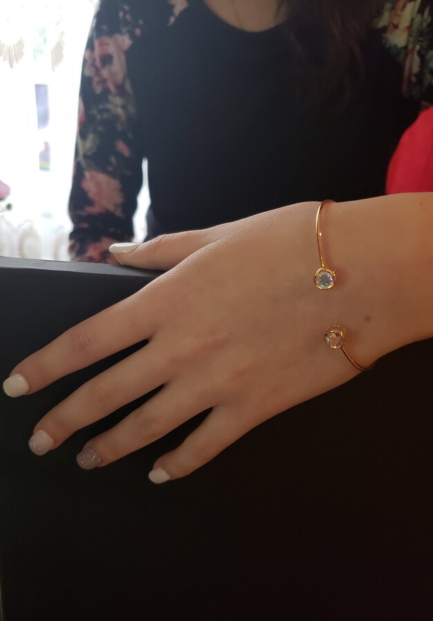 Etsy Natural Mercury Mist Mystic Topaz Round Bezel Bangle Bracelet .925 Sterling Silver