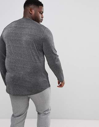 ASOS Design PLUS Longline Long Sleeve T-Shirt With Deep V Neck In Silver Metallic Fabric