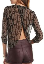 Thumbnail for your product : Charlotte Russe Sheer Dotted Chevron Flyaway Tunic Top