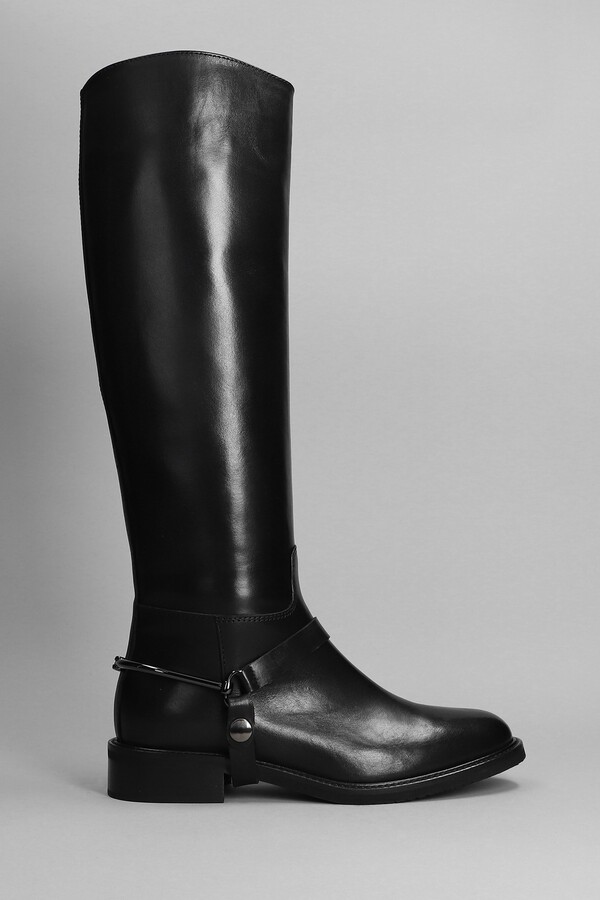 Julie Dee Low Heels Boots In Black Leather ShopStyle