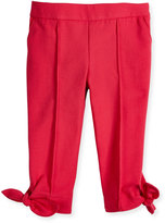 Thumbnail for your product : Lili Gaufrette Pique-Knit Pants w/ Bow Detail, Bright Pink, Size 8-12