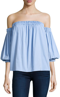 Milly Off-the-Shoulder Stretch-Cotton Blouse