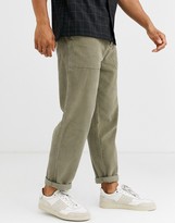 Thumbnail for your product : ASOS DESIGN relaxed cord pants with utility pockets in washed khaki