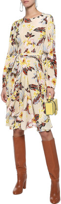 Diane von Furstenberg Belted Floral-print Silk Crepe De Chine Dress