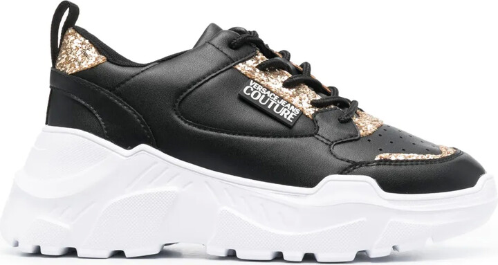 Versace Jeans Couture Logo-Patch Glitter-Detailing Sneakers
