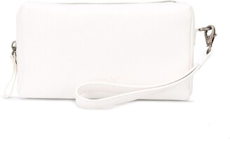 white clutch bag with wrist strap