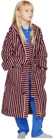 Thumbnail for your product : Tekla Kids Kids Red & Pink Striped Hooded Bath Robe