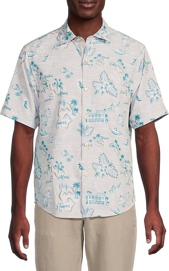 Coconut Point Island-Print TENCEL Blend Shirt