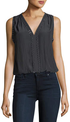 Ramy Brook Julia V-Neck Sleeveless Top with Ring Details