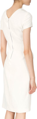Altuzarra Short-Sleeve Fringe-Trim Sheath Dress, Natural White