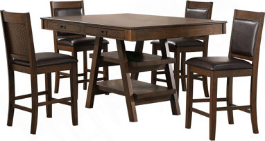 One Allium Way Ferrara Brown And Walnut 5-Piece Counter Height Dining Set