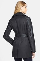 Thumbnail for your product : Laundry by Shelli Segal Faux Leather Detail Double Breasted Trench Coat