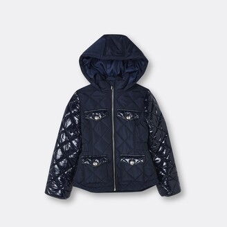 River Island Girls Navy quilted puffer coat