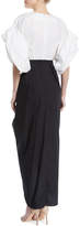 Thumbnail for your product : Awake Wide-Sleeve Faux-Wrap Long Two-Tone Cotton Dress