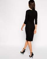 Thumbnail for your product : ASOS Wrap Front Long Sleeve Ponte Midi Dress