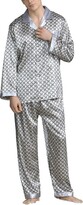 Thumbnail for your product : Aumelr Men's Traditional Pyjamas Sets Gold Classic Woven Plain-Weave Loungewear Pyjama 2 Pieces Top/Bottoms Polyester Red-flower XL