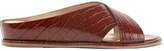 Thumbnail for your product : Ellington Leather Goods Gabriela Hearst Croc-effect Leather Wedge Sandals - Brown