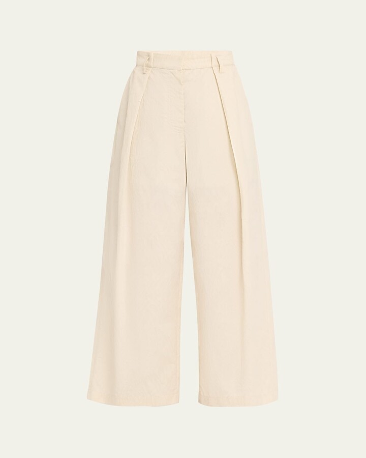 Brunello Cucinelli Abstract Animal Jacquard Pleated Wide Leg Pants