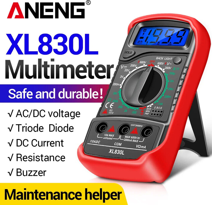 ANENG XL830L Multimeter AC/DC Voltage Meter 10A DC Current Resistance Diode hFE Transistors 1999 Counts Multimetro Tester Tools