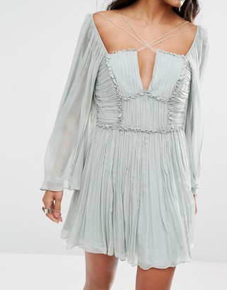 Free People Aquarius Dress with Pleats and Strapping Detail