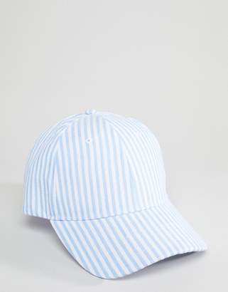 ASOS DESIGN baseball cap in blue & white stripe