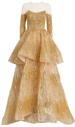Mikael D Tiered Sequin-Embellished Gown