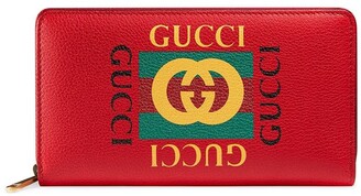 Gucci Print leather zip around wallet