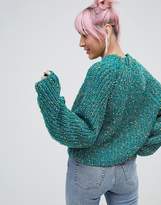 Thumbnail for your product : ASOS DESIGN Sweater In Crop With Wide Sleeve Pom Pom Yarn